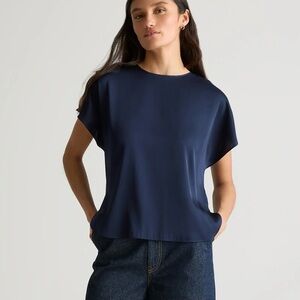 Quince Washable stretch Silk Tee in Navy Size XL 196